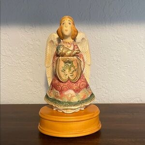 G. Debrekht Hand-Painted Angel Figurine in Cream, Pink, Green, Gold